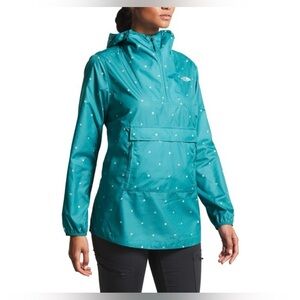 NWOT The North Face Fanorak Packable Blue Printed 1/4-Zip Rain Jacket Size MED